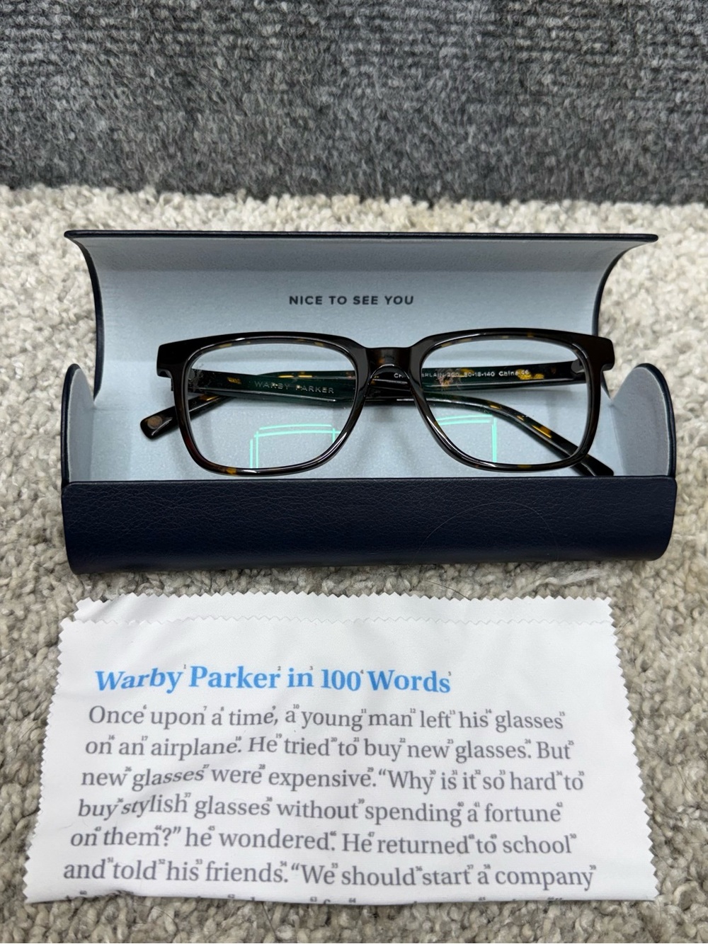 Warby Parker chamberlain 200 50-18-140 Frame Only and Case w/ wipe (Read)